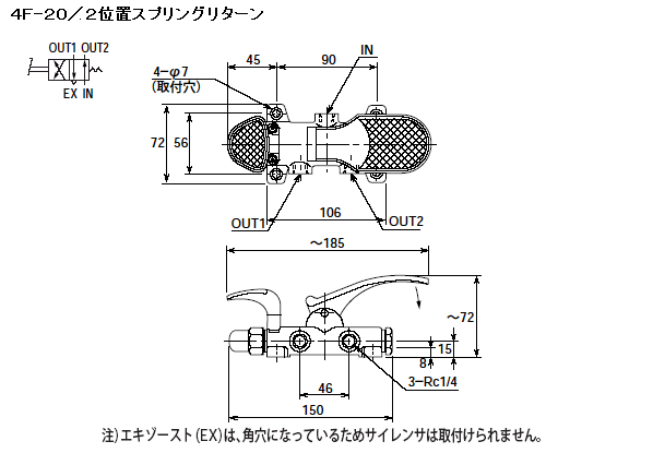 外形寸法図／フートバルブ 「4F・4FNシリーズ」