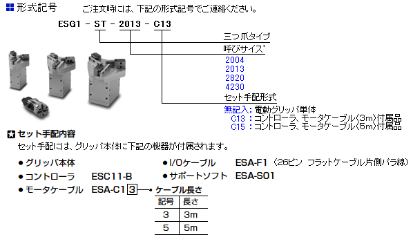 電動グリッパ／シングルカムタイプ ＥＳＧ１－ＳＳ－２００５